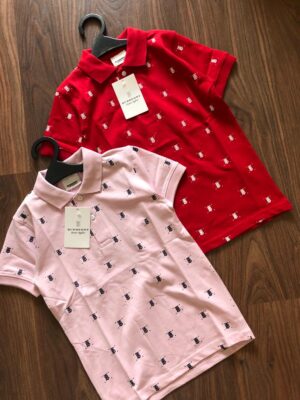 BURBERRY BOYS COTTON LYCRA COLLAR T-SHIRT
