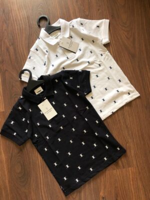 BURBERRY BOYS COTTON LYCRA COLLAR T-SHIRT