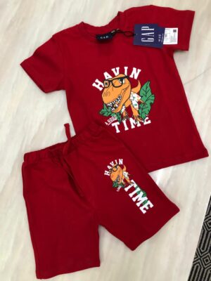 GAP IMPORTED COTTON LYCRA T-SHIRT WITH CARGO SHORTS SET FOR KIDS