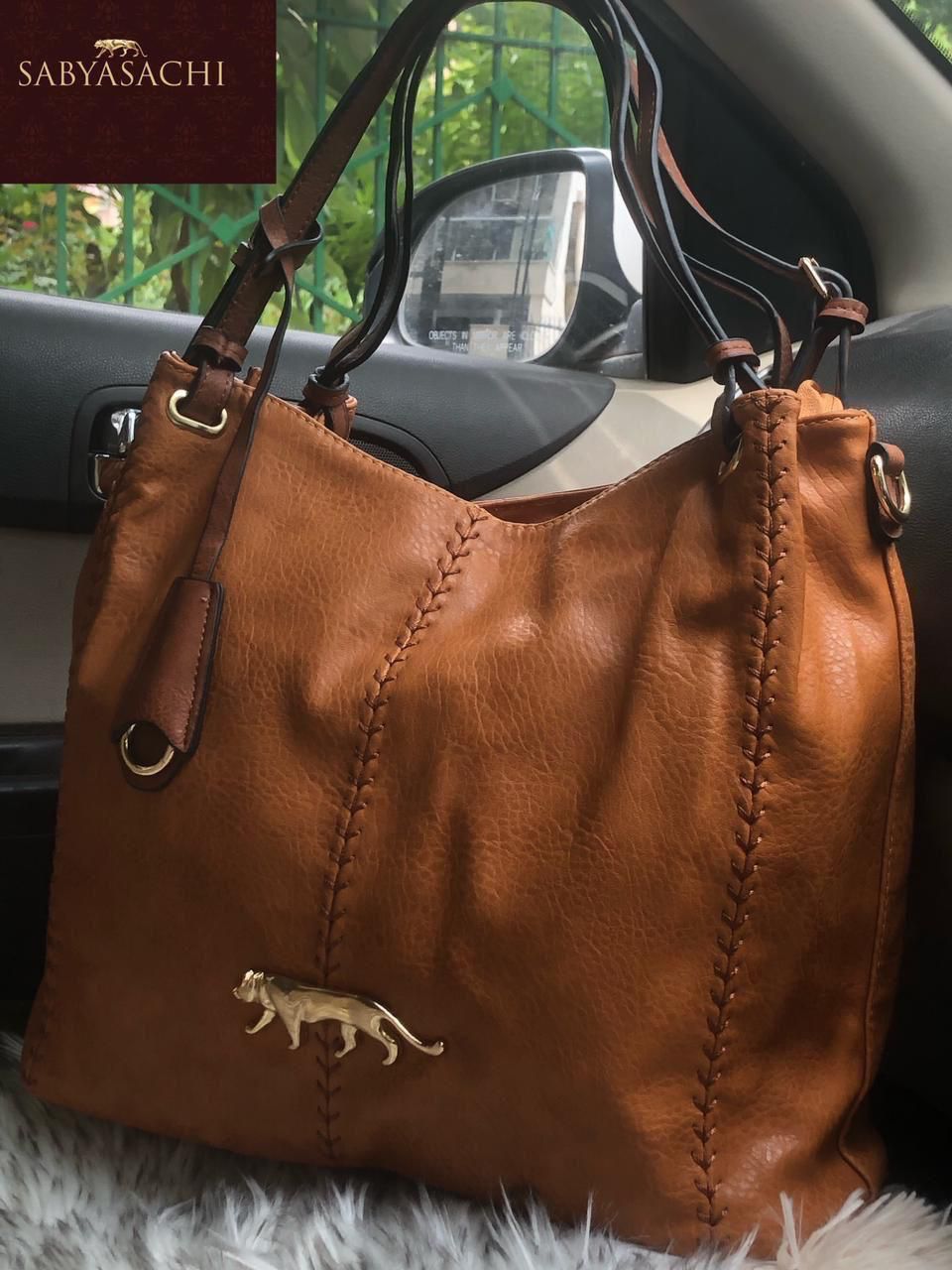 sabyasachi tote bags for women pure leather beize